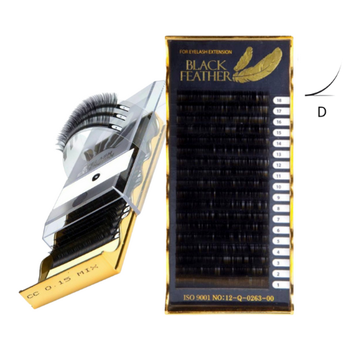 BLACK FEATHER Individual Eyelashes Silk Mix Tray JC/C/CC/D