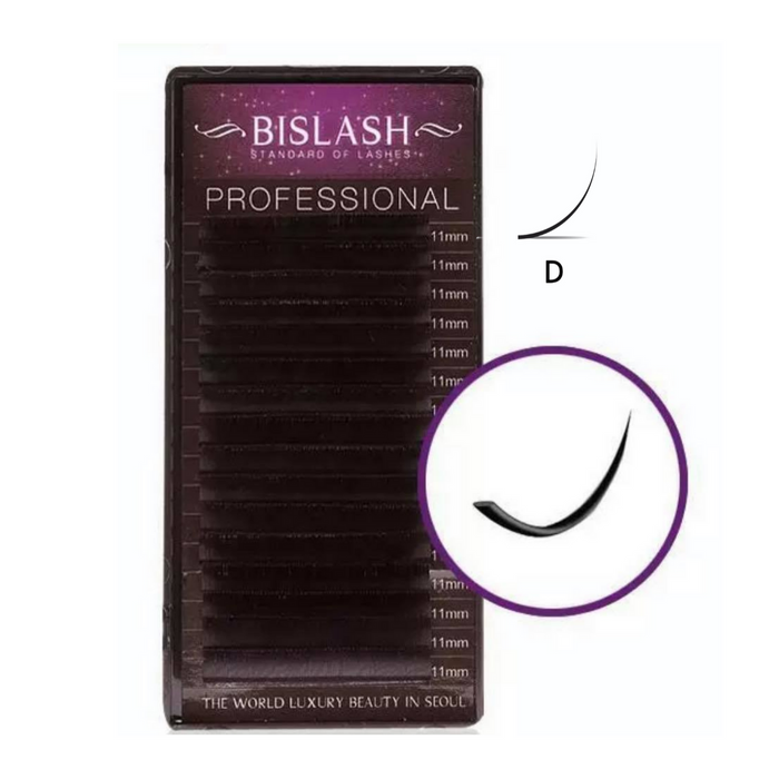 BISLASH Individual Flat Eyelashes Mix Tray D Curl